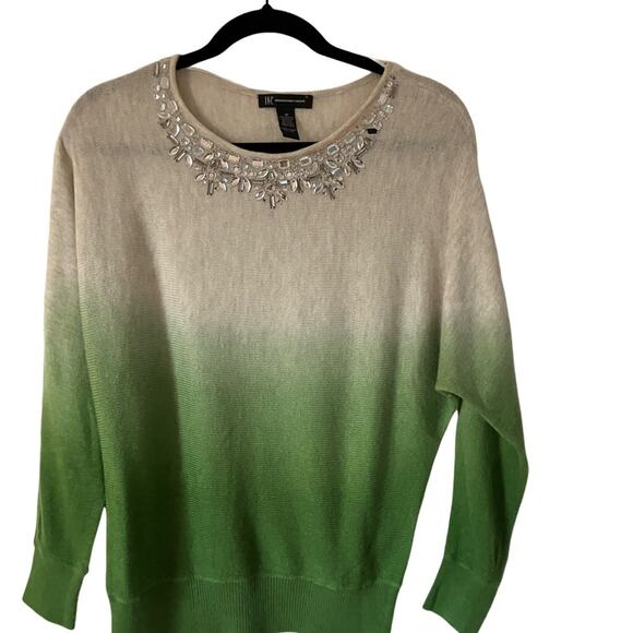 INC International Concepts Green Ombre Crew Neck Sweater - Picture 7 of 12